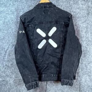 Pax Lux Denim Jacket Men Medium Black‎ Trucker 90s Y2K Streetwear